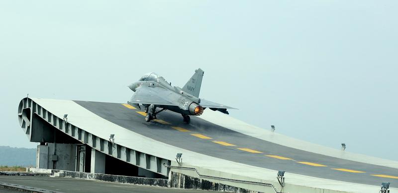Naval prototype NP-1 at the top of the ski-jump ramp at INS Hansa